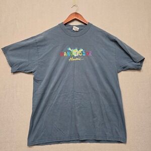 Vintage Hanes Mens Blue Hang Loose Hawaii‎ Short Sleeve T Shirt Size XL